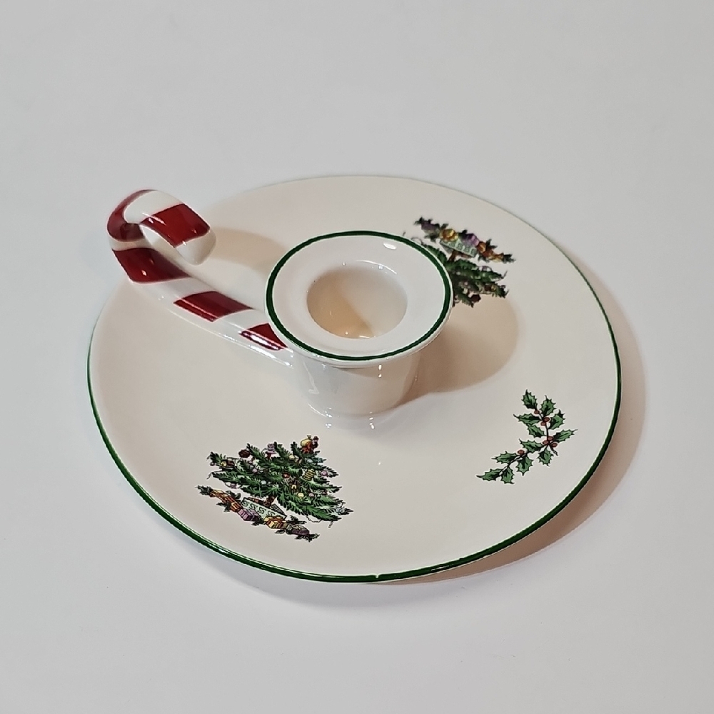 Spode Christmas Tree Peppermint Chamberstick Candle Holder